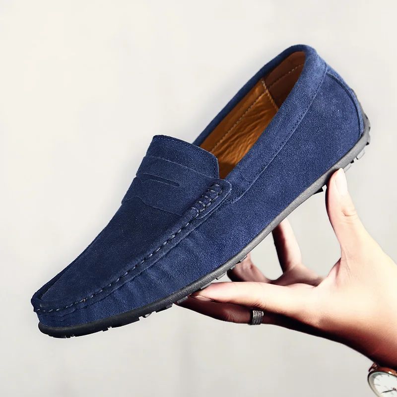 High Quality Leather Men Loafers  Slip on Mens Casual Shoes Fashion Flats Male Driving Shoes Moccasins Ten Colors Size 38-47