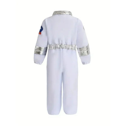 Kids Astronaut Suit Space Costume Halloween Cosplay Party Outfit for Boys Girls School Performance Wear with Hat and Gloves
