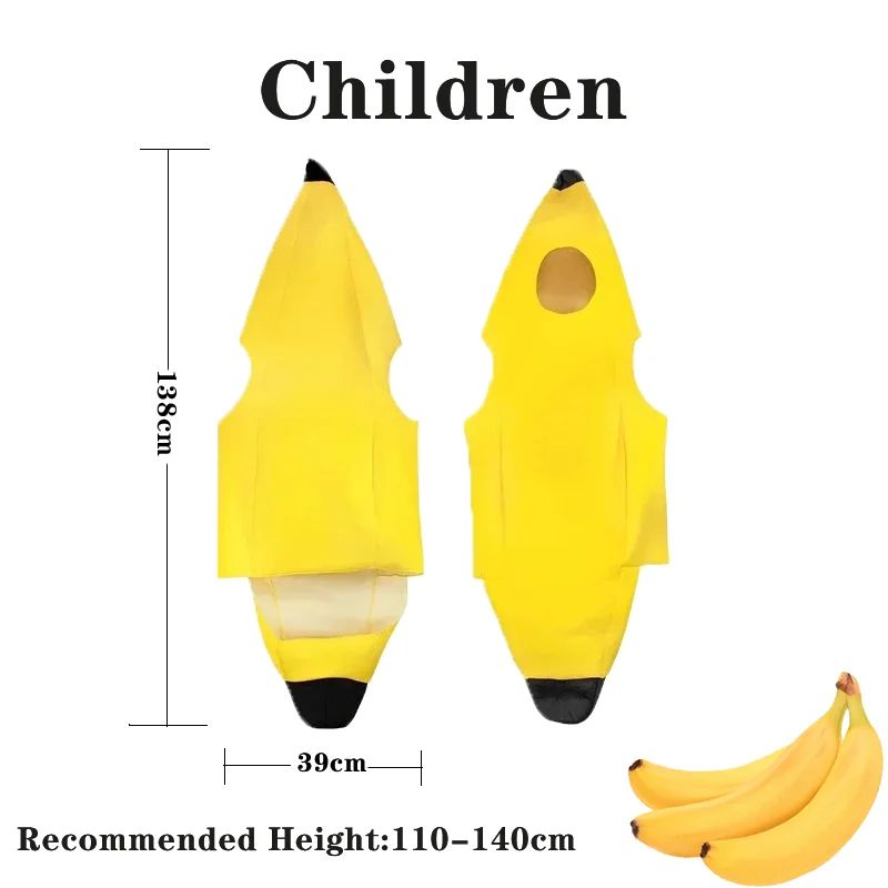 Child/Adult Banana Cosplay Halloween Christmas  Costumes Performance Costume Fruit Banana Costume Performance  Costume
