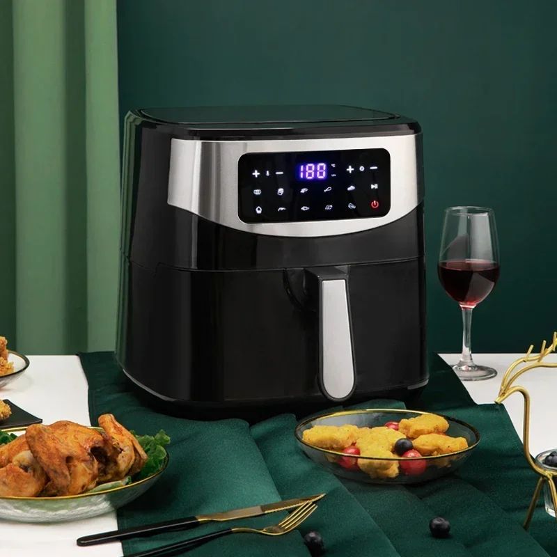 Atualizar Fritadeira Elétrica Doméstica de 1600W, 8L, com Painel Touch Screen, Capacidade para Pizza, Fritadeira sem Óleo e sem Sal, Panela Elétrica Touch Screen