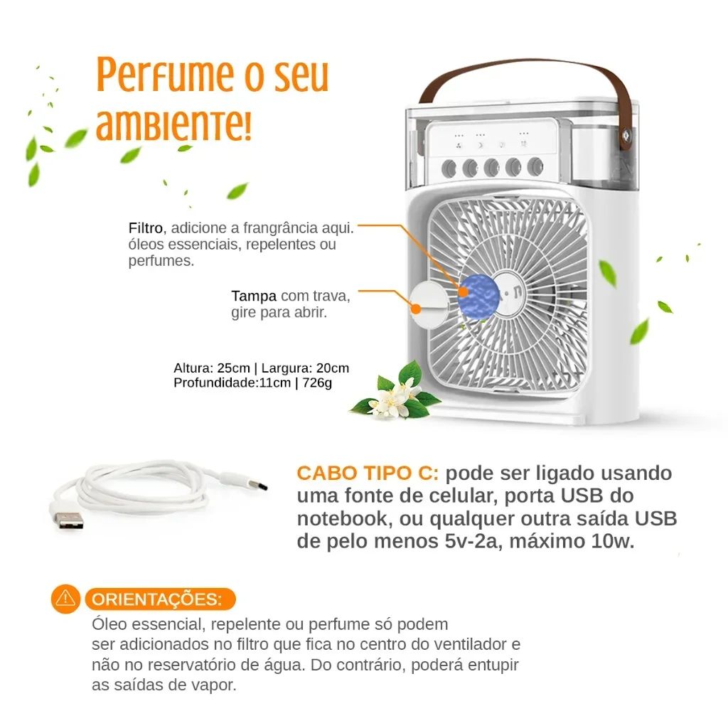 Portable Humidifier Fan AIr Conditioner Mini Fan Water-cooled Silent Air Cooler Air Adjustment For Office Household 3 Speed Fan