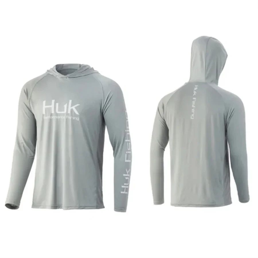 Camisa de Pesca HUK Com Chapéu Manga Longa Proteção Solar UV UPF50 Verão Secagem Rápida Leve Masculina Roupa de Pesca Esporte Caça Acampamento