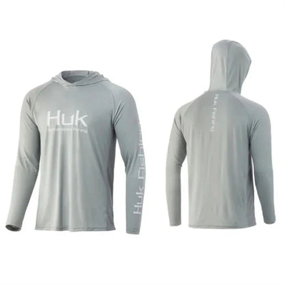Camisa de Pesca HUK Com Chapéu Manga Longa Proteção Solar UV UPF50 Verão Secagem Rápida Leve Masculina Roupa de Pesca Esporte Caça Acampamento
