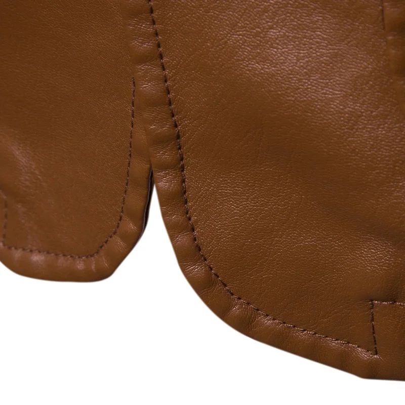 Spring Autumn New Men's Leather Jacket Fashion Lapel Windbreak Solid Color Stylish Outwear Slim Fit Motorcycle Streetwear