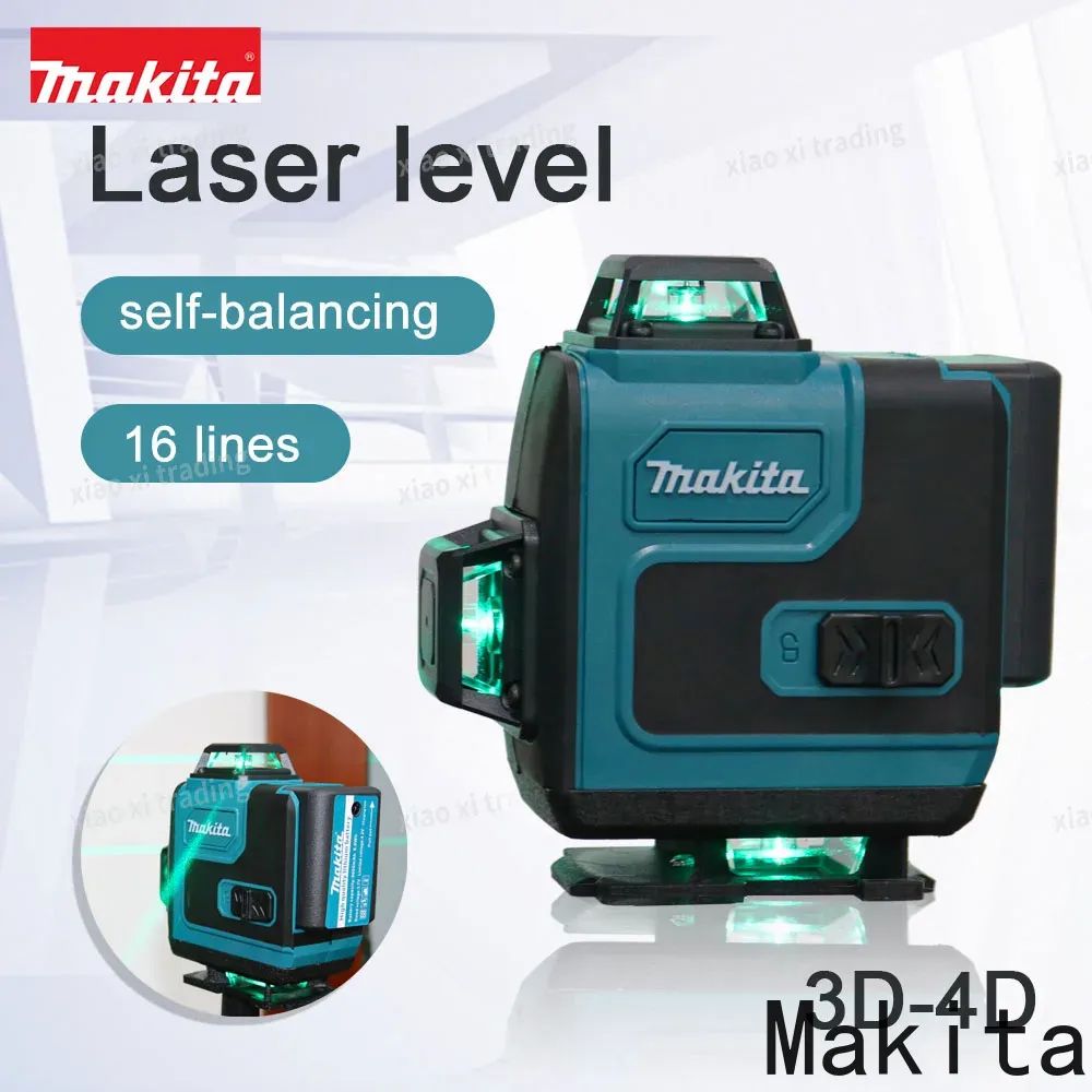Nível a Laser Makita 16 Linhas Profissional Horizontal Vertical Laser Verde Automático 360° Autonivelante Nível a Laser Ferramentas de Construção