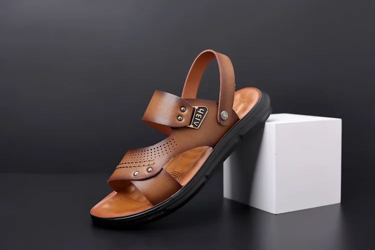 Men's Casual Trendy Soft Bottom Sandals 2024 New Design Real Leather Beach Shoes Slippers Anti-Slip Summer Shoes