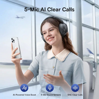 Baseus EH10 NC ANC Wireless Headphones 45dB Adaptive Hybrid Noise Cancelling Headsets Hi-Res LDAC Headphone Bluetooth 6.0 80Hrs