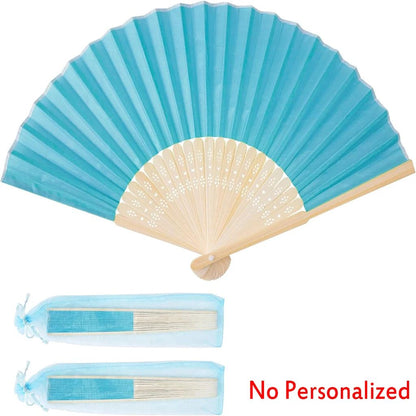 10-60Pcs Personalized Engraved Multicolor Folding Silk Hand Fan with Organza Gift Bag Wedding Party Supplies Bulk Purchase Boda