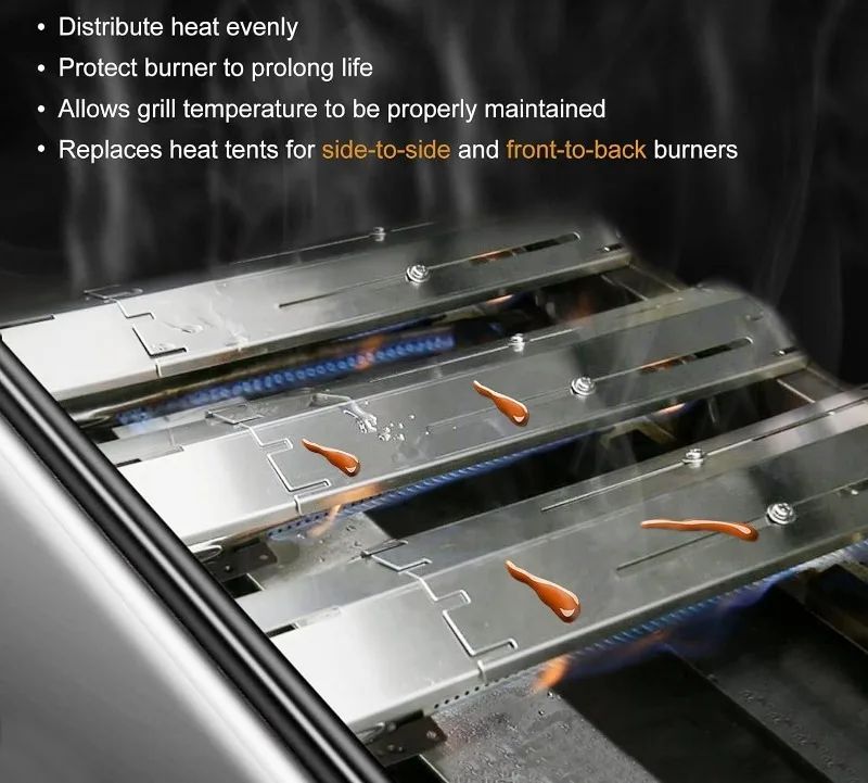 Universal Heat Plates Tent Shield Grill Parts Stainless Steel Adjustable Burner Cover Flame Tamer for Nexgrill Parts Charbroil