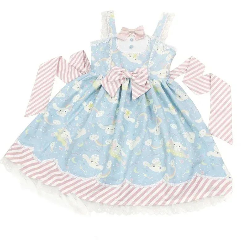 Cartoon My Melody Lolita Dress Kawaii Fashion Bow Lace Dress Printed Princess Dress Halloween Versatile Christmas Gift for Women