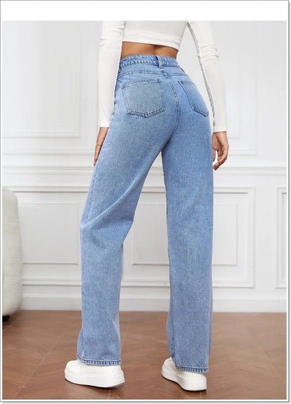 2000s Jeans Women High Waist Wide Leg Straight Y2K Jean Women's Loose Fit Denim Trousers Comfortable Plus Size Casual Pants