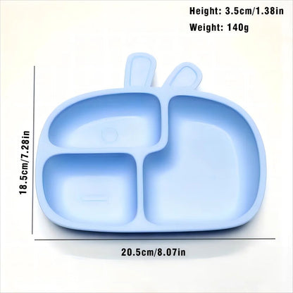 Silicone Baby Dinner Plate Food Grade Baby Supplement Bowl Set Children's Divided Dinner Plate Suction Cup One Piece