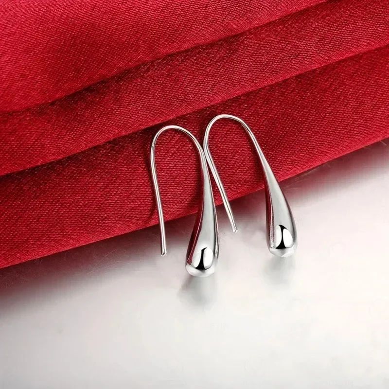 Conjunto de Brincos, Anel e Pulseira de Prata Esterlina S925 da Moda para Mulheres, Conjunto de Joias de Quatro Peças com Gota de Água, Presente para Festa