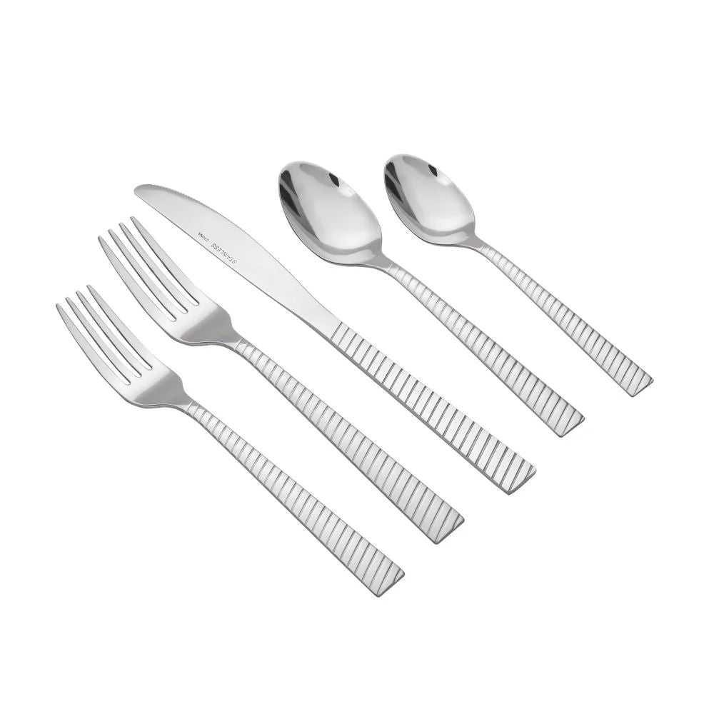 Conjunto de talheres de aço inoxidável de 20 peças para 4 pessoas, utensílios de cozinha ergonômicos, próprios para lava-louças, perfeitos para casa, refeições, acampamento, piqueniques