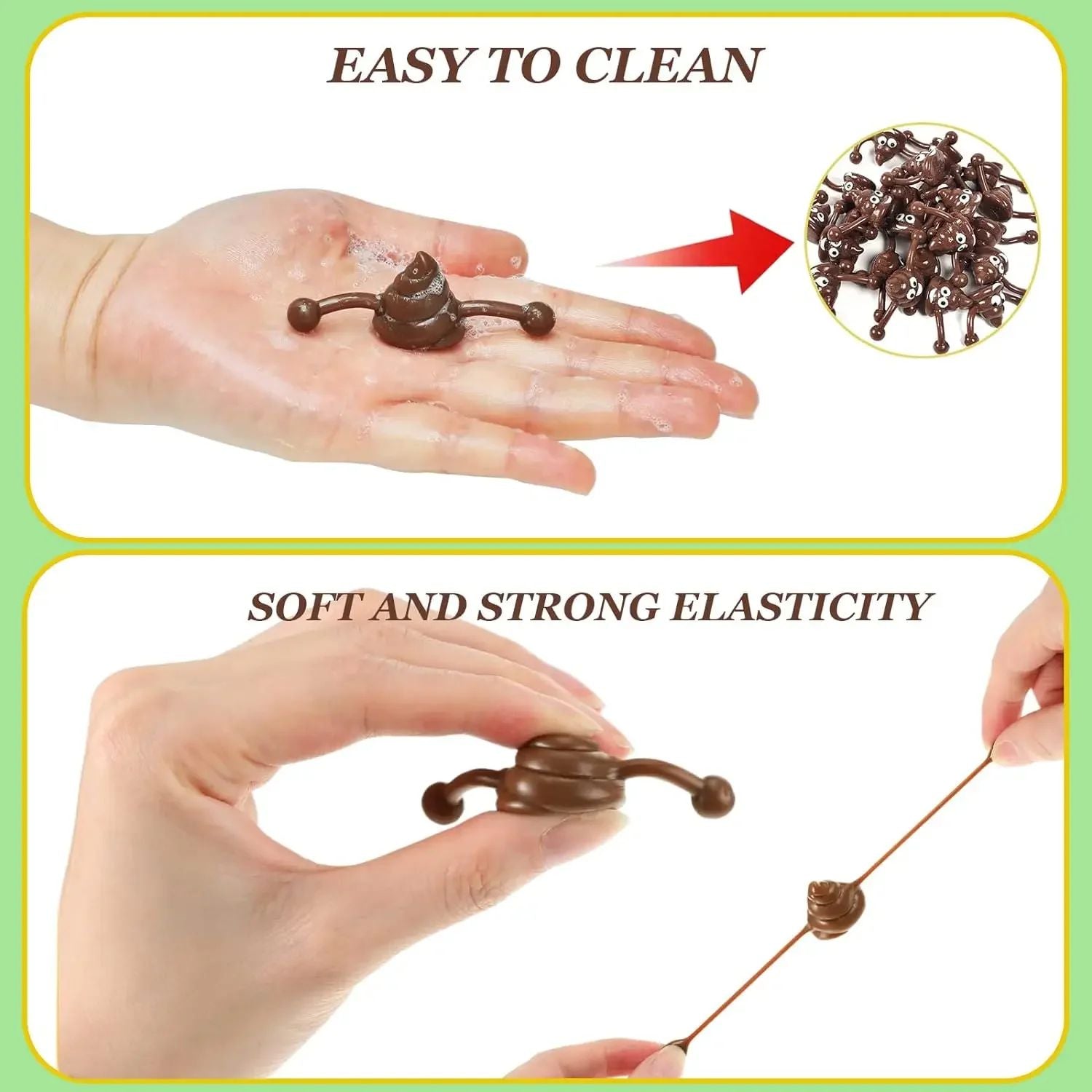 12pcs Mini Rubber Slingshot Poop Slingshot Toy Flying Poop Toys Smiling Stretchy Toy Stress Relief Toy Gift for Kids Adult Party