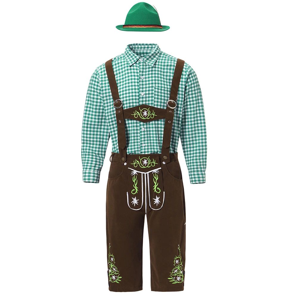 Men Oktoberfest Costume German Oktoberfest Pubs Bartender Outfit Beer Man Costumes  Lederhosen Bavarian Octoberfest