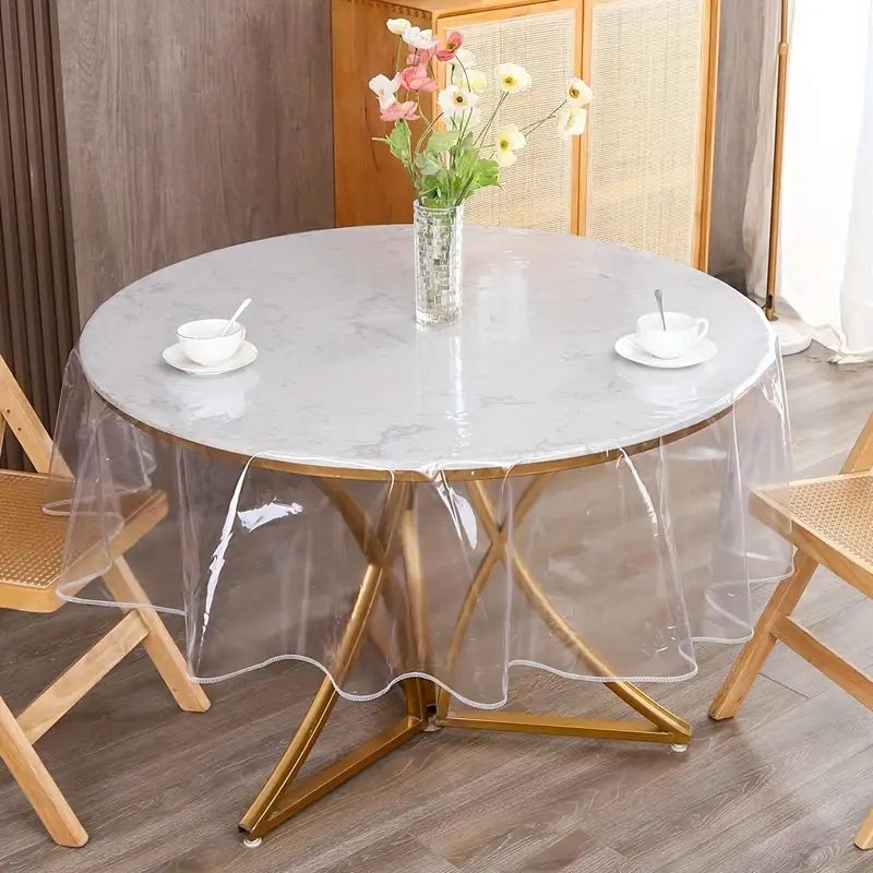 Transparent round plastic tablecloth protective sleeve, waterproof and oil proof PEVA tablecloth