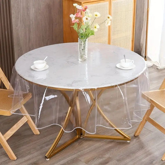 Transparent round plastic tablecloth protective sleeve, waterproof and oil proof PEVA tablecloth