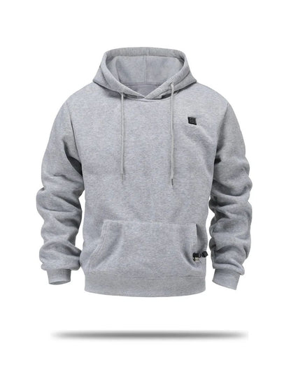 Cross-Border Men's USB Heated Fleece-Lined Sweatshirt Warm Outdoor Casual Clothing Electric Heating Hooded Sweatshirt