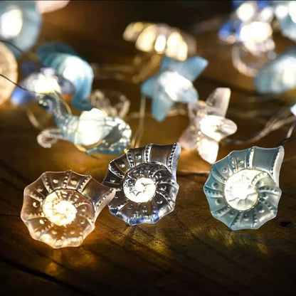 Ocean Theme 20/30 Leds String Lights Shell Starfish Under The Sea LED Fairy Light for Wedding Party Christmas Decoration Lamp