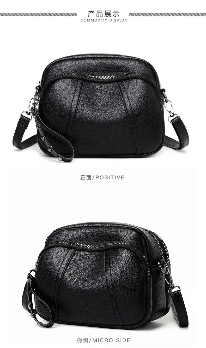 Fashion Soft Leather Crossbody Bags for Women 2025 Casual Female Multi Pocket Messenger Bags Retro Handbags Ladies Shoulder Bags