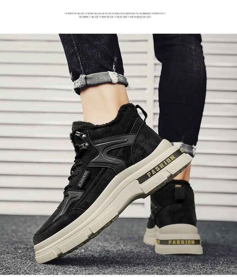 Winter Men's Boots Warm Plush Snow Boots Warm Comfortable Anti Slip Outdoor Short Boots Lace Up Non-slip Men Shoes Zapatos