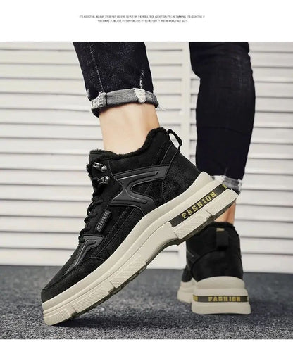 Winter Men's Boots Warm Plush Snow Boots Warm Comfortable Anti Slip Outdoor Short Boots Lace Up Non-slip Men Shoes Zapatos