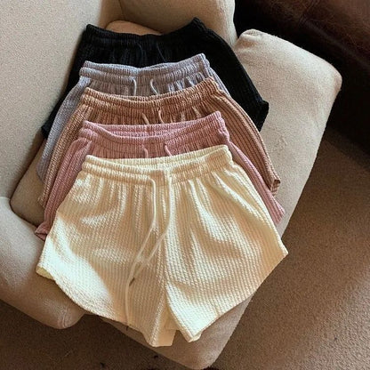 Women Shorts Summer High Elastic Lace Up Drawstring Wide Leg Sweat Short  Shorts for Women  Women Clothing  Womens Shorts