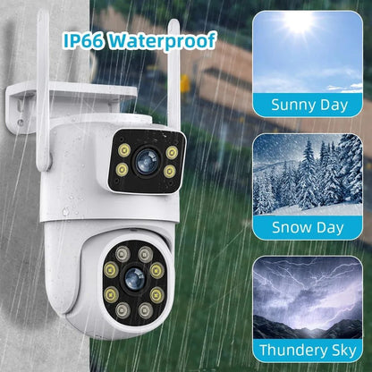 Câmera WIFI PTZ de Lente Dupla Tuya 4K 8MP para Exterior com Tela Dupla Ai Detecção Humana Automática Segurança com Alexa Google