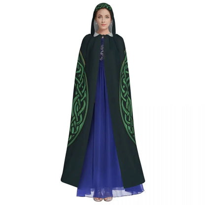 Tree Of Life Celtic Adult Cloak Cape Hooded Medieval Costume Witch Wicca Vampire Elf Purim Carnival Party
