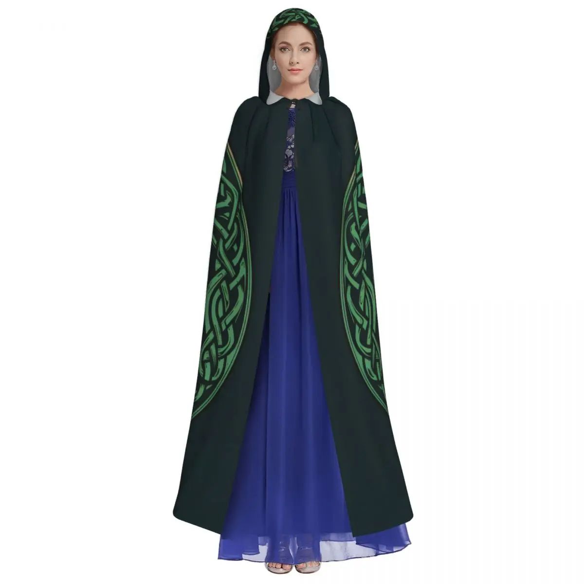 Tree Of Life Celtic Adult Cloak Cape Hooded Medieval Costume Witch Wicca Vampire Elf Purim Carnival Party