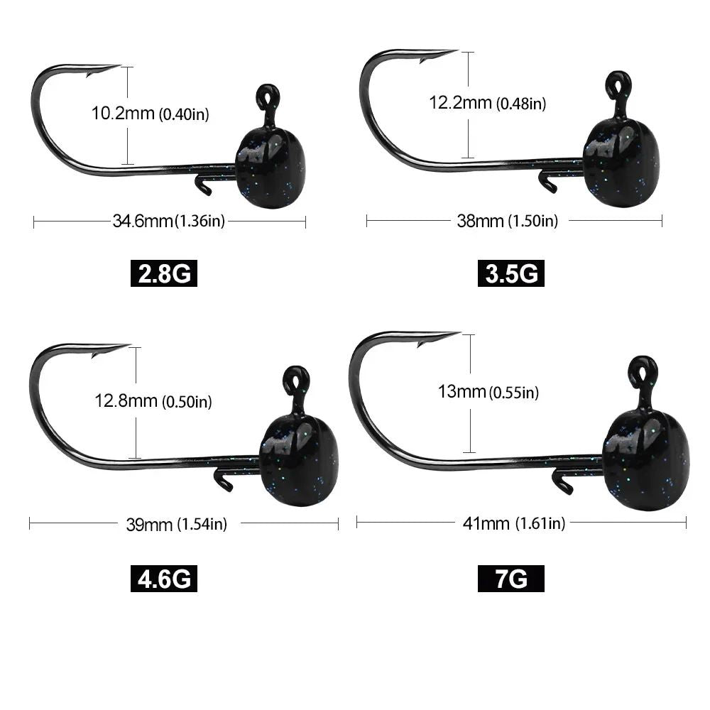 5pcs Anzóis de Pesca 2.8g 3.5g 4.6g 7g Ned Mushroom Head Jig Anzol Afiado com Barba para Iscas de Silicone Ferramentas de Pesca Jigging