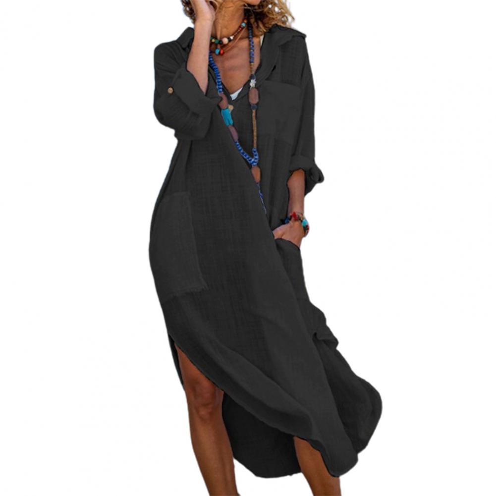 Shirt Dress for Women Linen Cotton Clothing 2022 Spring Summer Casual Vintage Ov