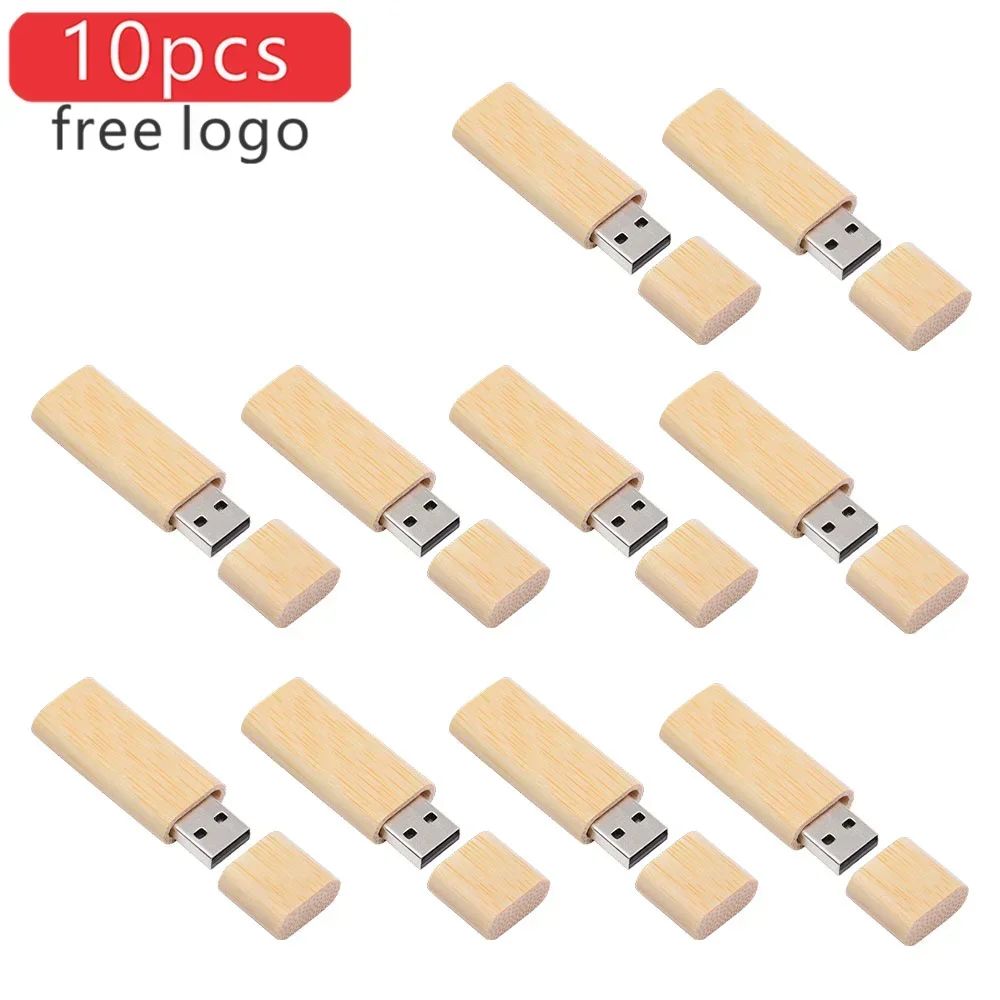 10PCS/LOT Wooden USB Flash Drive 128GB Pen Drive 64GB 32GB 4GB Memory Stick Wooden Box Free Custom Logo Creative Business Gifts