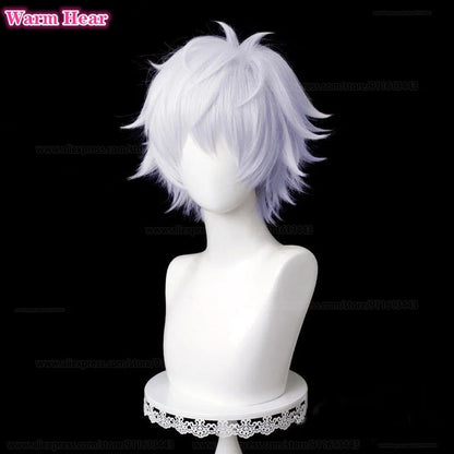 Gojo Satoru Synthetic Wig Anime COS Short Silver Purple Hair Eye Patch Cosplay Wig Heat Resistant Hair Halloween Wigs + Wig Cap
