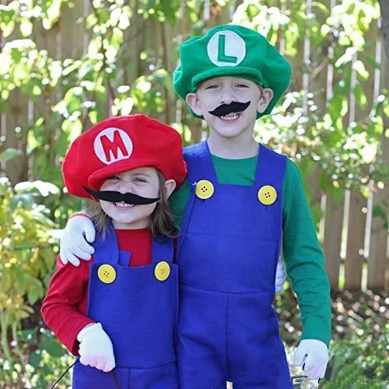 Super Marios Bros Cosplay Cartoon Hats With Moustache Halloween kids Hats Costumes Anime Figure party funny accessories