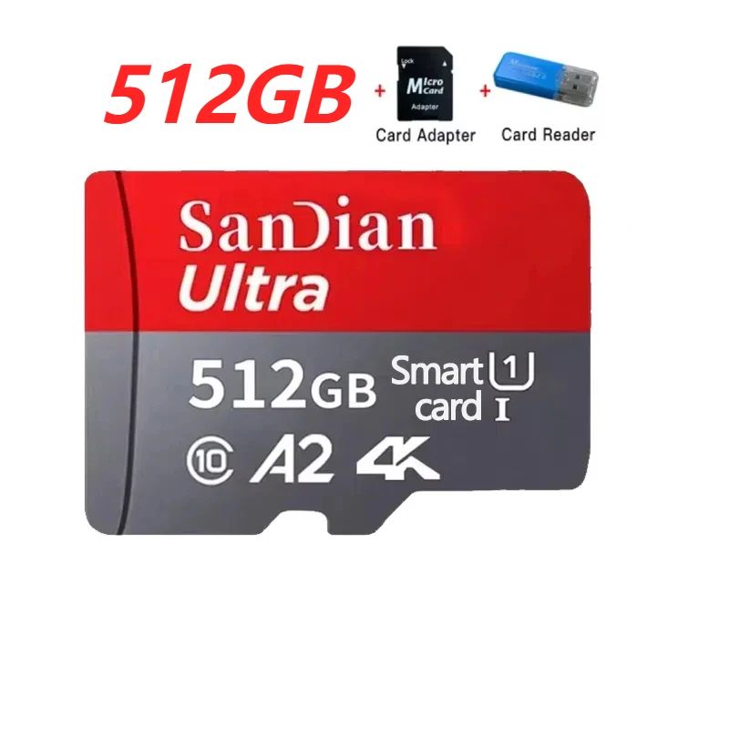 High Speed Micro TF SD Card 256GB 512GB Memory Card A2 V30 SD Memory Cards 1TB 2TB Mass Capacity Cards for Smartphone/PC/Laptop
