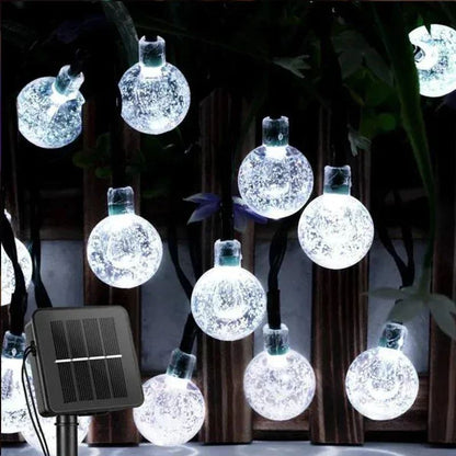 Solar String Lights Outdoor Crystal Fairy Light Chritmas Garland 8 Modes Waterproof Patio Light for Garden Party Decor