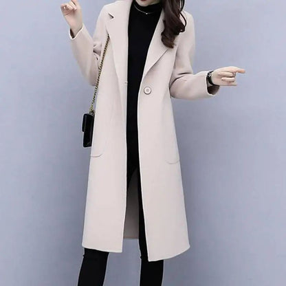 Plus Size Ladies Thickened Winter Coat Long Open-Front Woolen Jacket Loose Fit plus Size Fashionable Autumn Winter Korean Sty...