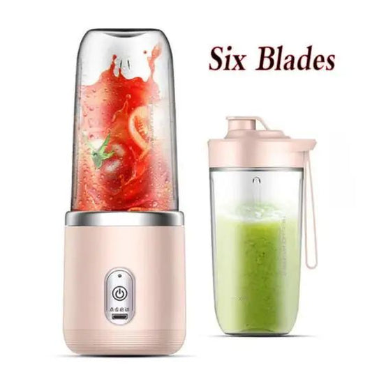 Liquidificadores Portáteis de Suco de Frutas Mini Garrafa Elétrica Pessoal de Verão para Casa USB 6 Lâminas Copo Espremedor Máquina para Cozinha