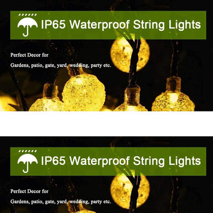 Solar String Lights Outdoor 200 Led Crystal Globe Lights Waterproof Solar Festoon Fairy Light for Garden Christmas Outdoor Decor