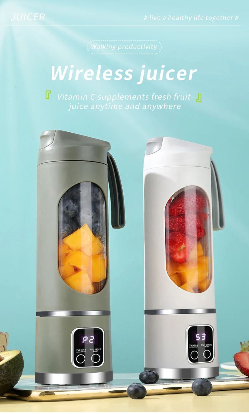 2025 Novo Carregamento Doméstico MINI Triturador de Gelo Elétrico Potente Motor 450ML Grande Capacidade Copo de Suco com Display Digital