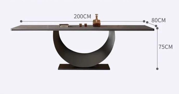 Modern Rectangle Minimalist Rock Slab Restaurant Dining Table And Chairs Stainless Steel Frame Leather Dining Chair Italian
