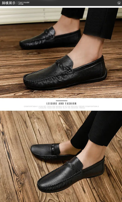 High Quality Leather Men Casual Shoes Comfortable Light Men Loafers Formal Men Dress Shoes Breathable Slip on Men Driving Shoes