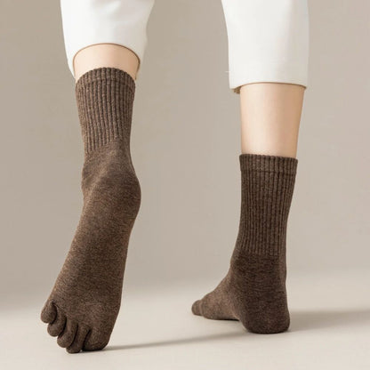 4 Pairs Women Toe Socks Five Finger Socks High Quality Cotton Autumn Spring Middle Tube Sports Socks with Separate Fingers