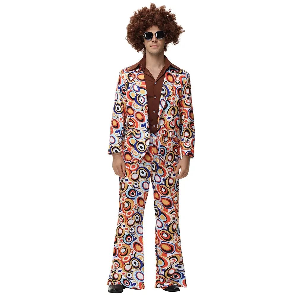 Men Women Retro 70s 80s Hippie Costume Disco Rock Hip-Hop for Cosplay Couples Purim Halloween Party Fantasia Dress Up
