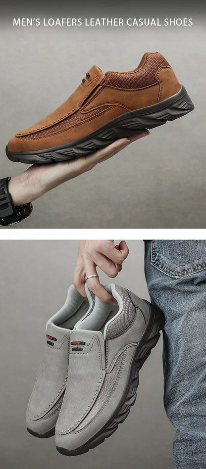 Men Leather Casual Shoes Breathable Loafers Men Sneakers 2024 New Male Comfortable Leather Flat Footwear Sneakers Men Shoes