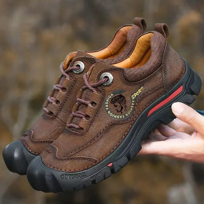 Sapatos Masculinos de Couro Genuíno para Camping, Caminhada, Tênis Esportivo Masculino, Sapatos Casuais de Viagem, Lazer, Caminhada, Escalada
