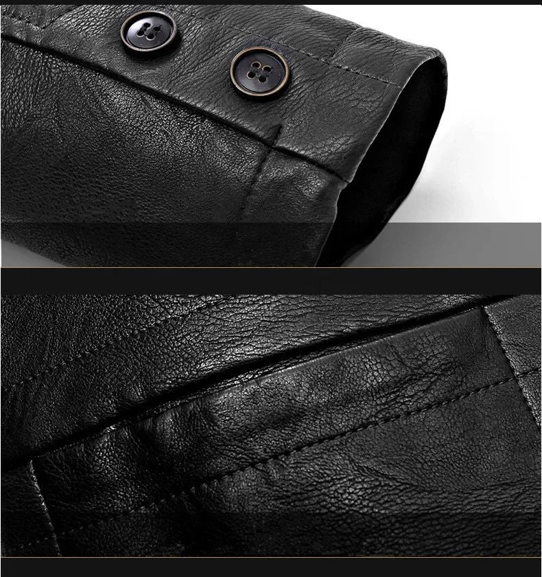 Men Leather Jacket Winter Classical Motorcycle Business Soft Leather Jackets Thick Moto Coats Casaco Masculino Plus Size 4XL