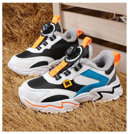 Winter Kids' Cotton Shoes For Boys Warm Plush Anti-slip Children Running Sneakers Outdoor Comfortable Casual Walking Shoes